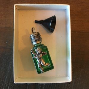 Mini green glass bottle perfume pendant