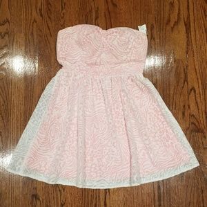 Pastel Pink & White Strapless Dress NWT