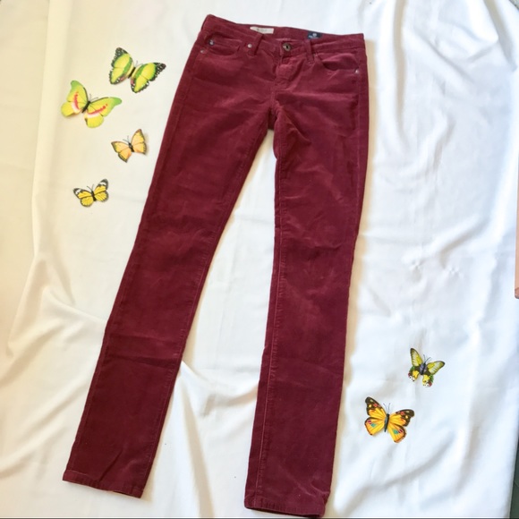 Ag Adriano Goldschmied Pants - AG The Stevie Red Corduroy Pants Jeans 25 0