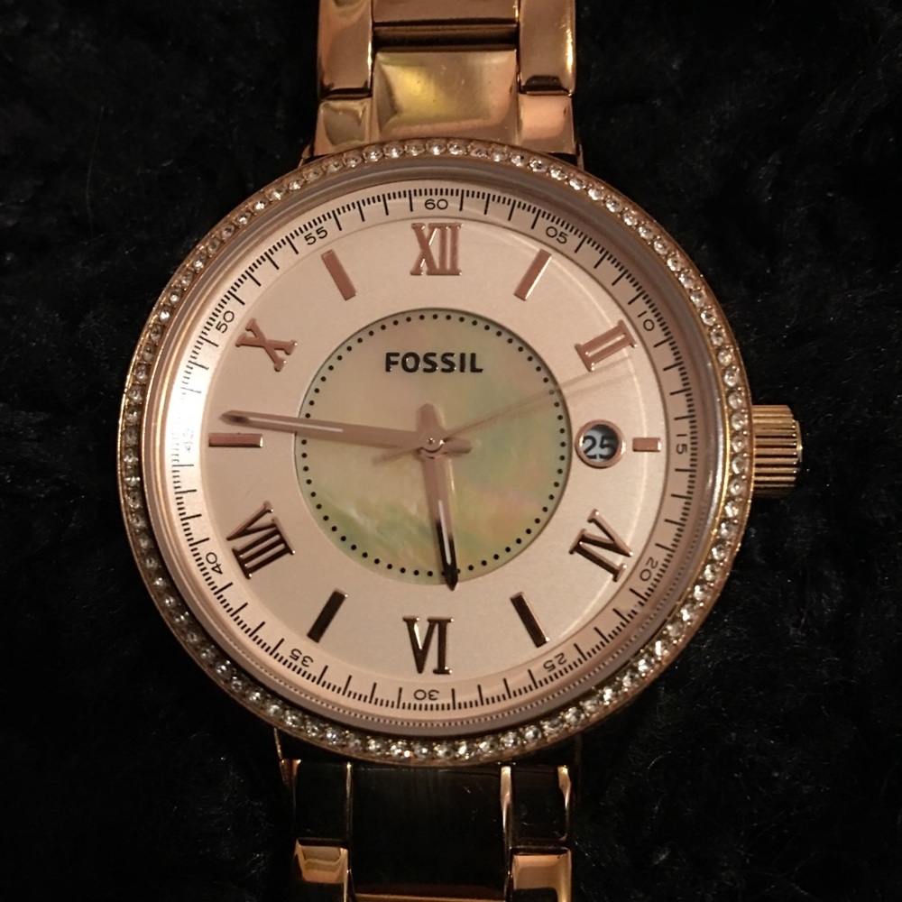 A watch in rose gold