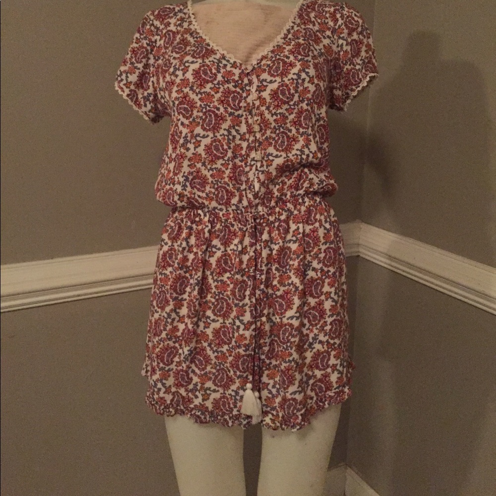Hollister Button up Paisley romper.