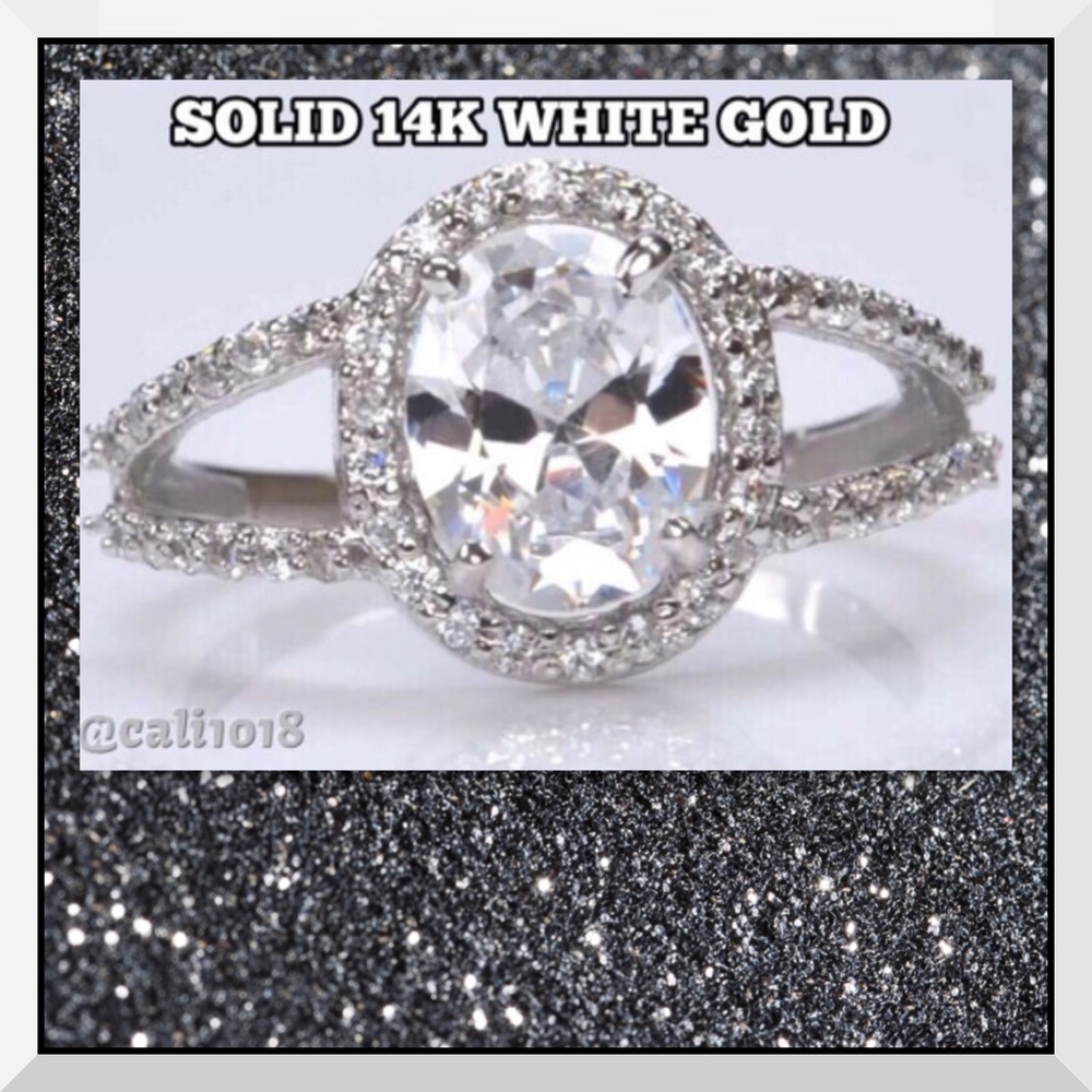 Sold🆕 2.10ct Oval Solid White Gold Ring