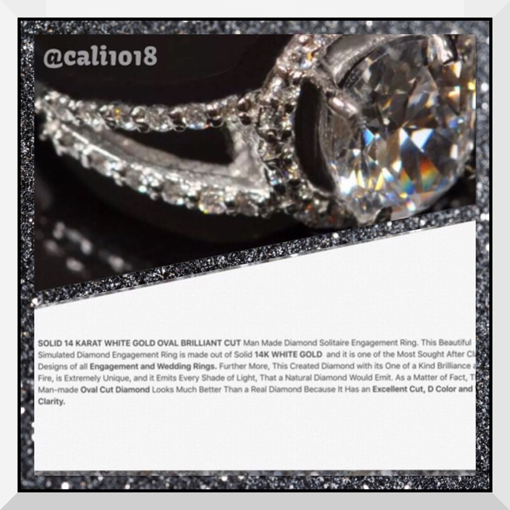 Sold🆕 2.10ct Oval Solid White Gold Ring - Picture 3 of 4