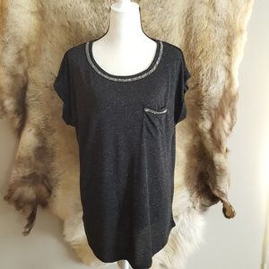 Dark Grey Tee with Sparkle Trim Size 1X
