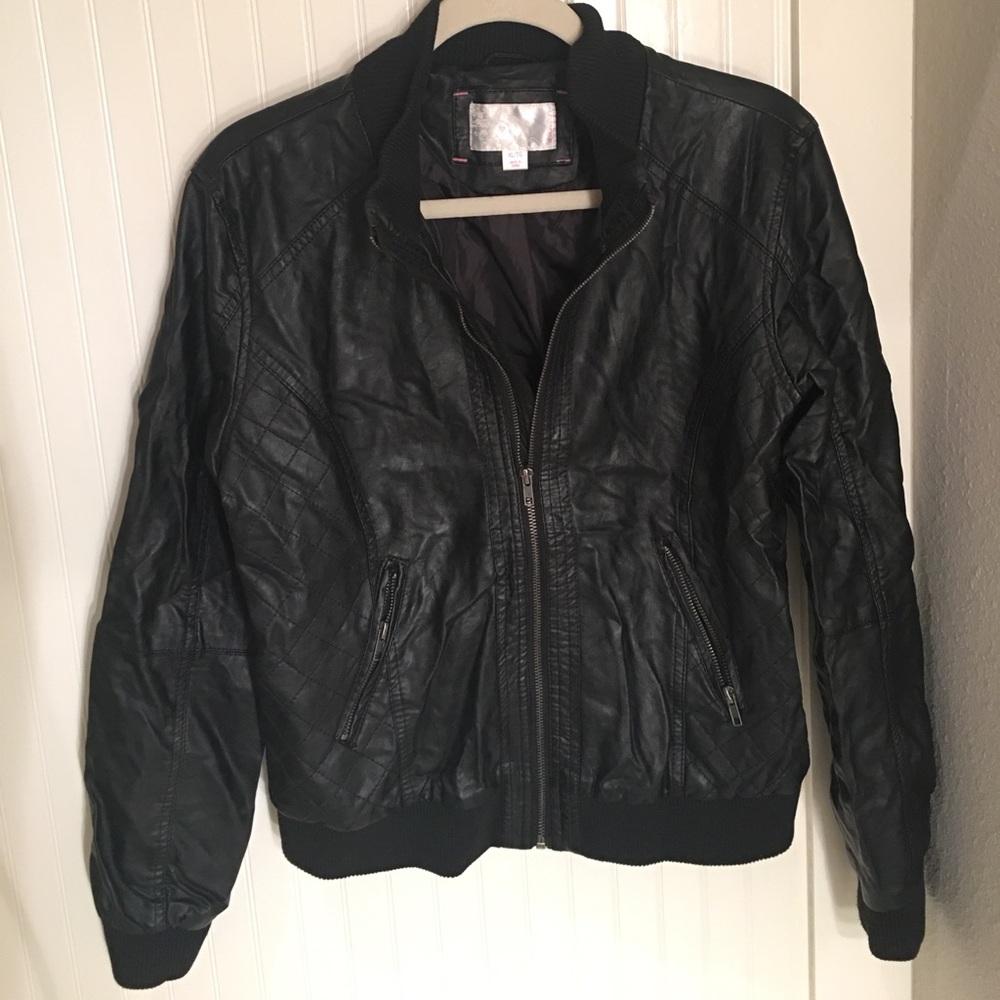 Leather esque Bomber Jacket Black