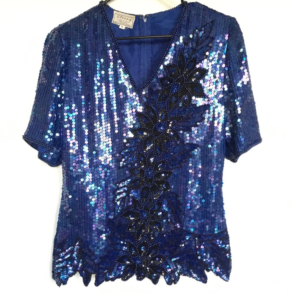 Gorgeous 💎 vintage Stenay silk beaded sequin top
