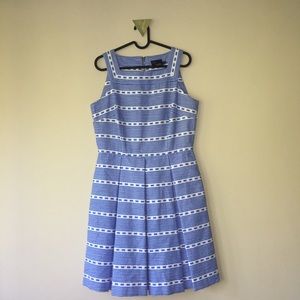 Just... Taylor Blue and White Fit & Flare Dress