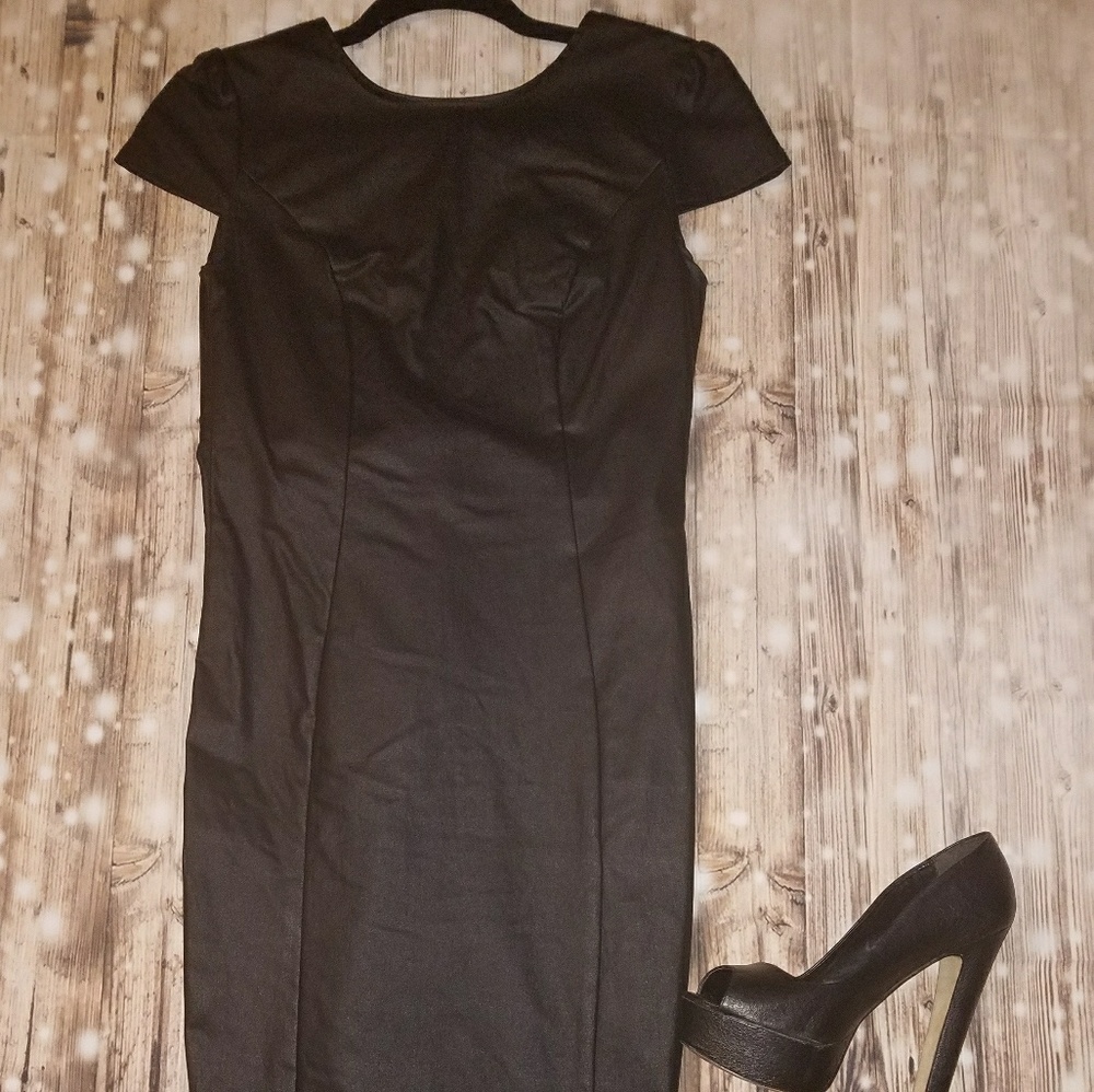 Black like-leather dress.