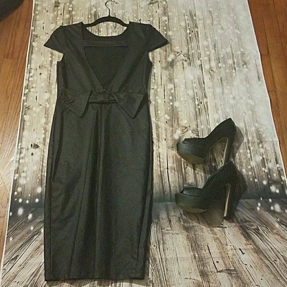 Black like-leather dress. - Picture 2 of 4