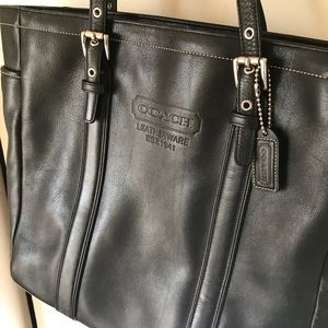 Black Coach Leather Purse Tote Handbag