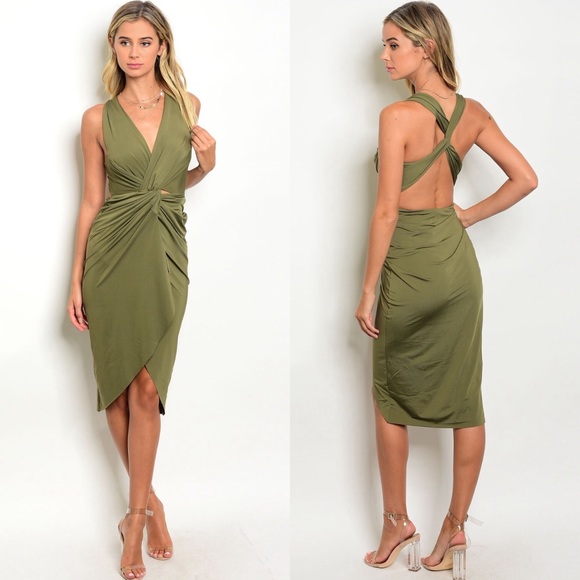 olive colored dress