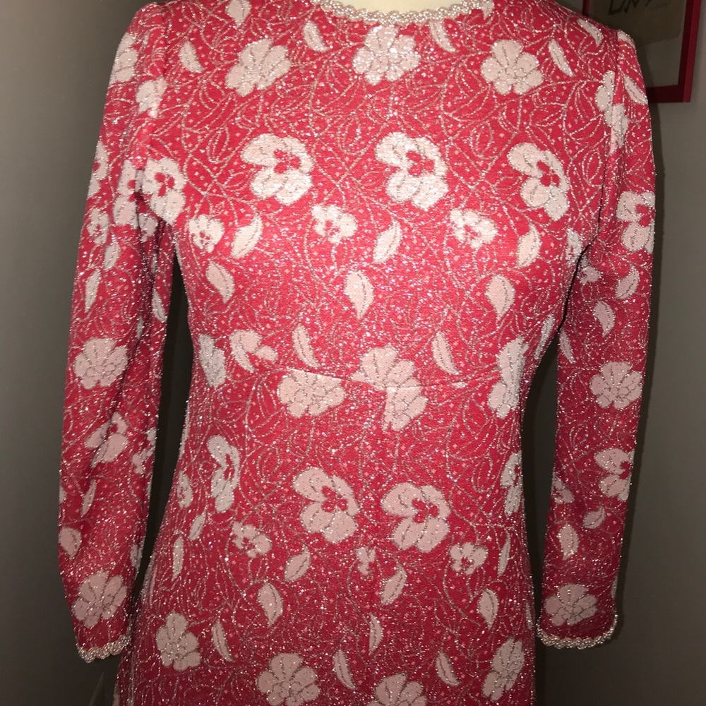Vintage Floral Full Length Glitter Gown Size S😘 - Picture 2 of 8