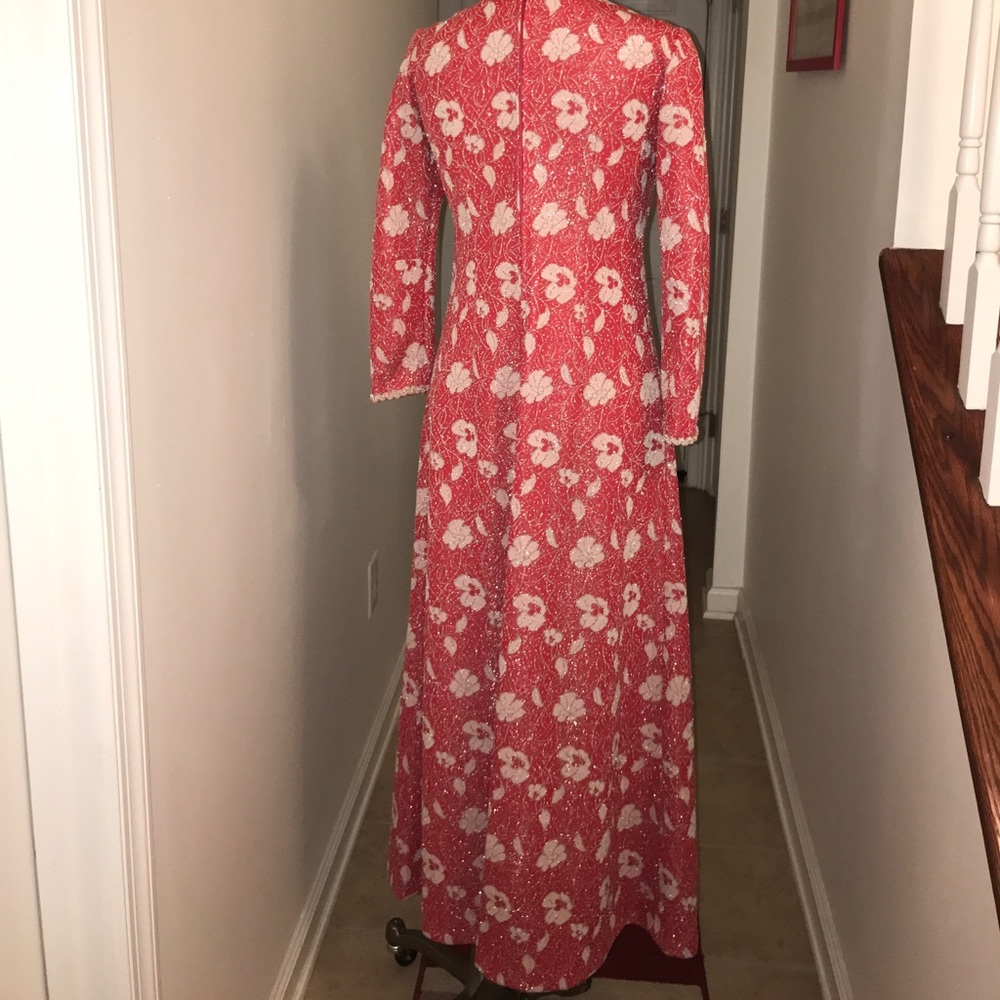 Vintage Floral Full Length Glitter Gown Size S😘 - Picture 7 of 8