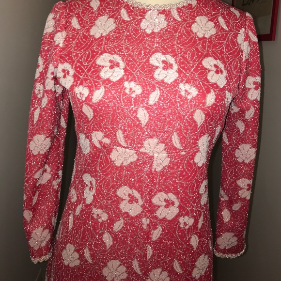 Vintage Floral Full Length Glitter Gown Size S😘 - Picture 2 of 8