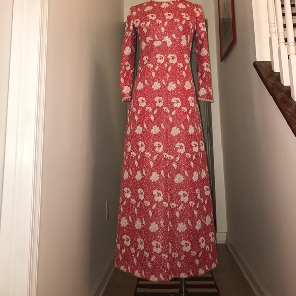 Vintage Floral Full Length Glitter Gown Size S😘 - Picture 3 of 8