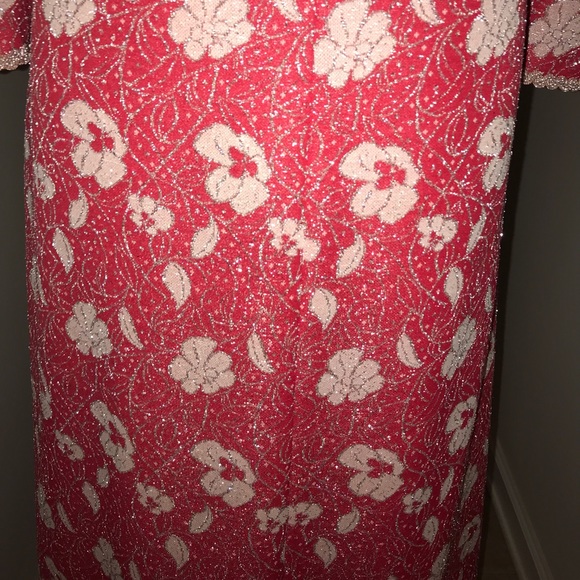 Vintage Floral Full Length Glitter Gown Size S😘 - Picture 4 of 8