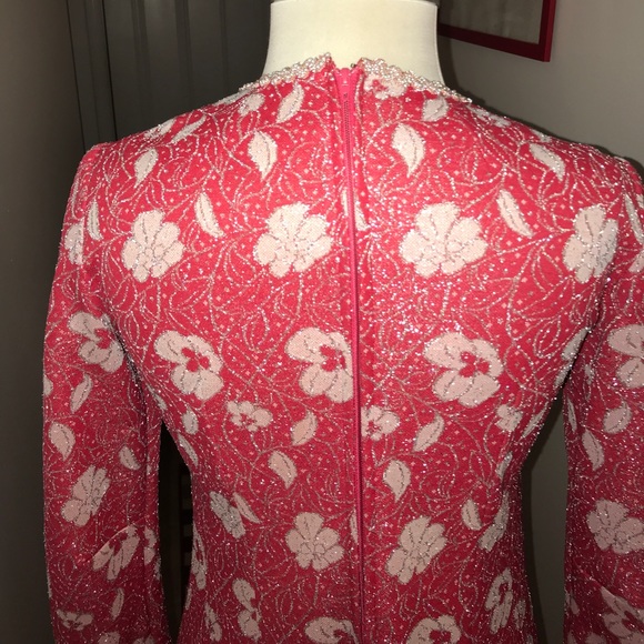 Vintage Floral Full Length Glitter Gown Size S😘 - Picture 8 of 8