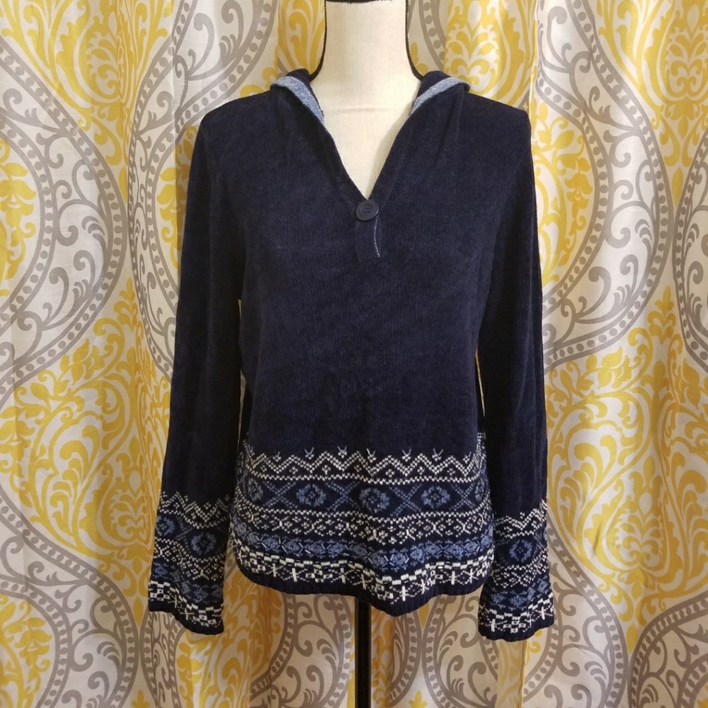 BLUE/WHITE HOODED SWEATER