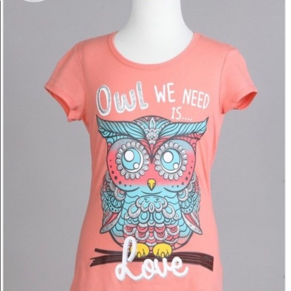 Girls "Owl We Need is Love" Glitter Print T shirt