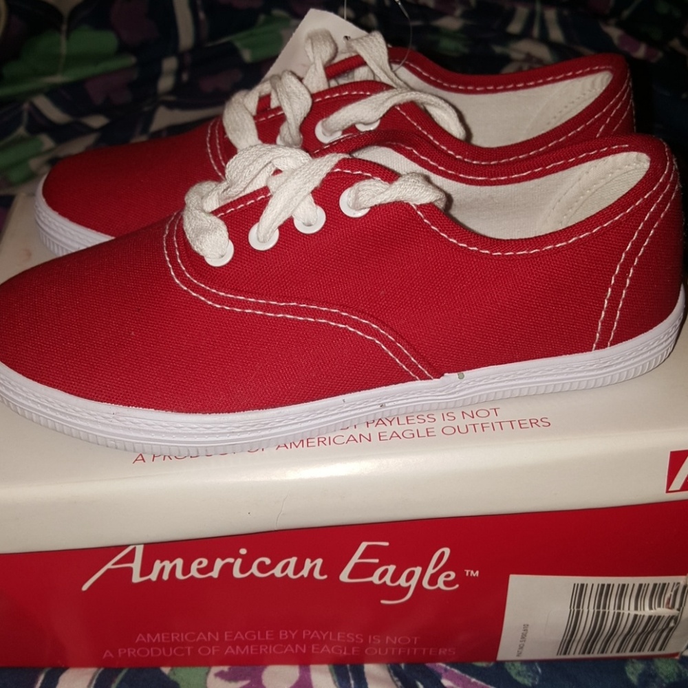 Cute red sneakers.