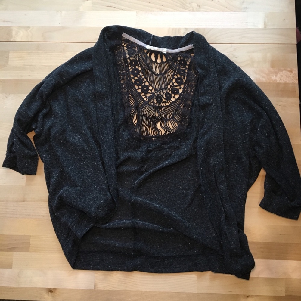 Dark gray 3/4 sleeve shrug