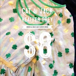Cat & Jack • Green & Gold Clover Girls Dress