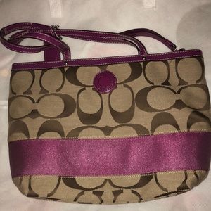 Purple and tan Coach Handbag