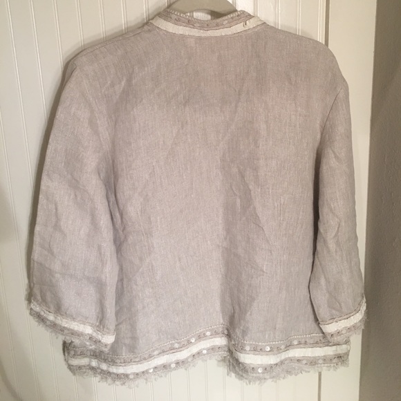 Chico’s Linen Tan Jacket with decorative accents - Picture 3 of 3