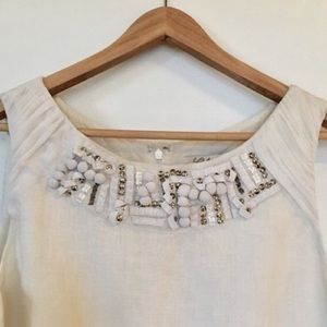 Lela Rose/LOFT - Embellished Neck Linen Dress