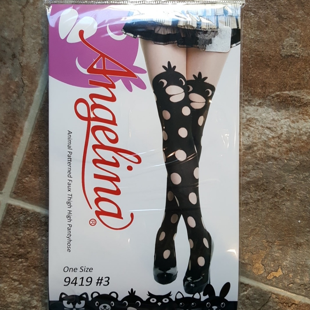 Bird faux thigh high pantyhose
