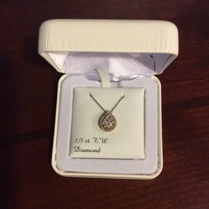 T.W. Diamond Teardrop Halo Necklace