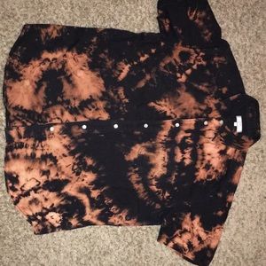 A large Bleach tie-dyed, black button down shirt