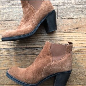 Brown suede booties