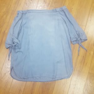 Off shoulder denim shirt