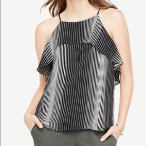 NWT Ann Taylor Stripe Flouncy Halter Top S