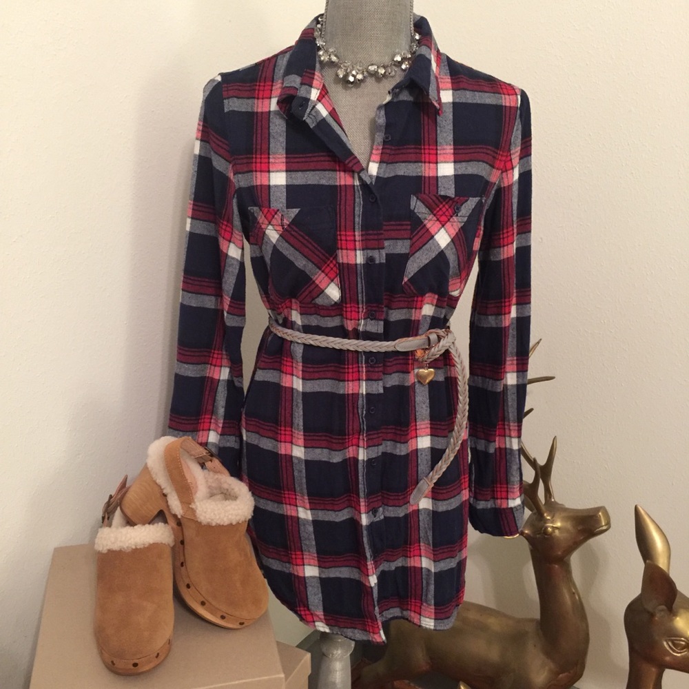 Plaid shirt dress