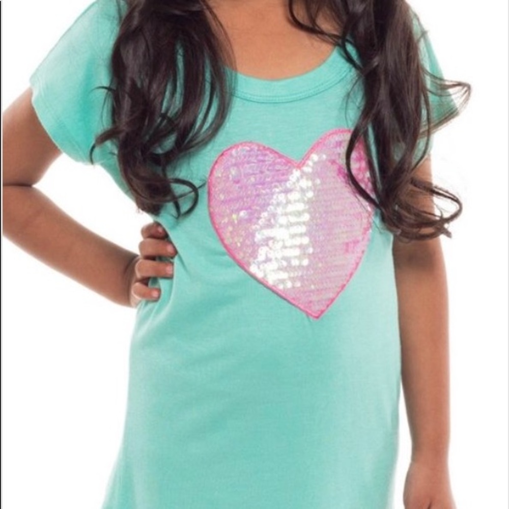 Super Cute Mint Tee with Pink Sequins