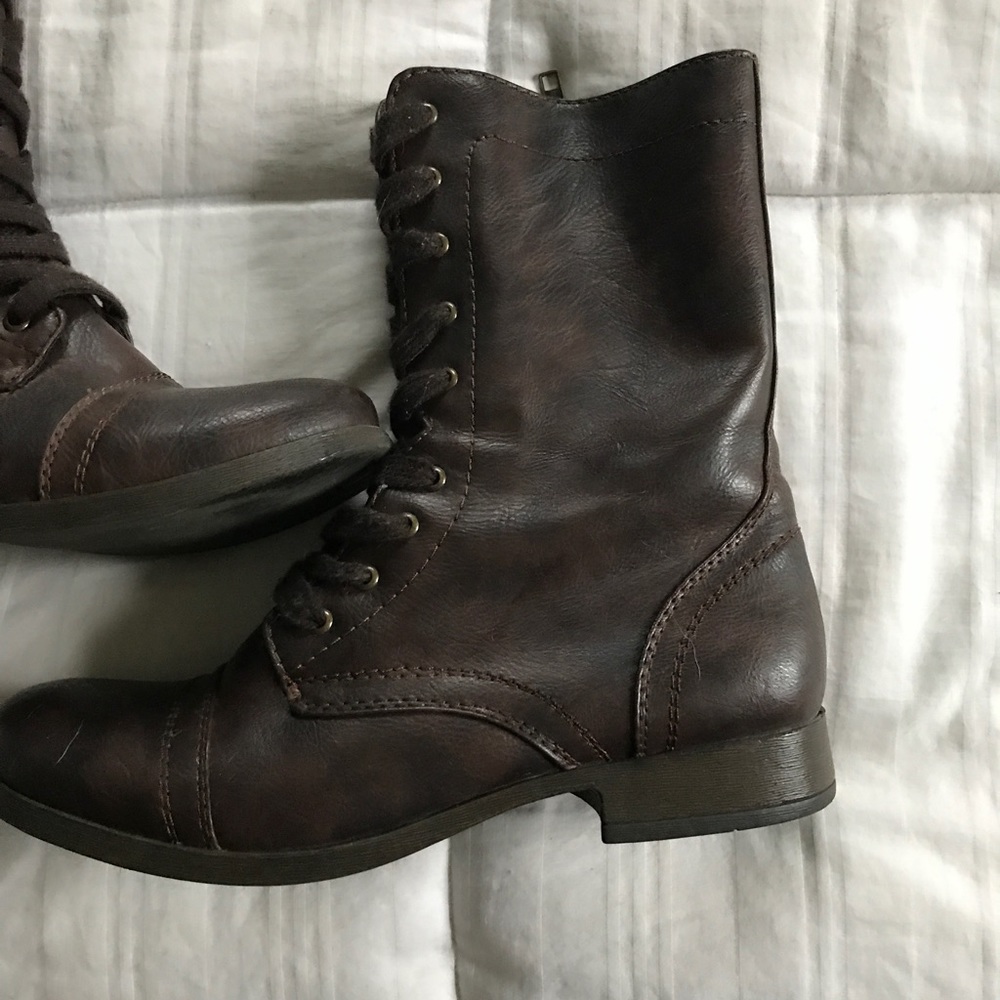 Brown Combat Boots Women Size 8
