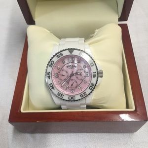 White & Pink Mother of Pearl // Rotary Watch