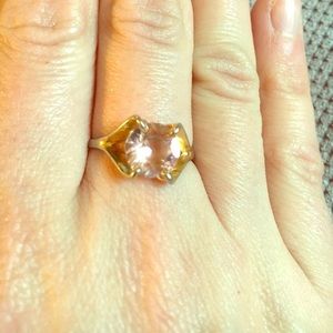 ✨ Gold plated and Pink quartz ring