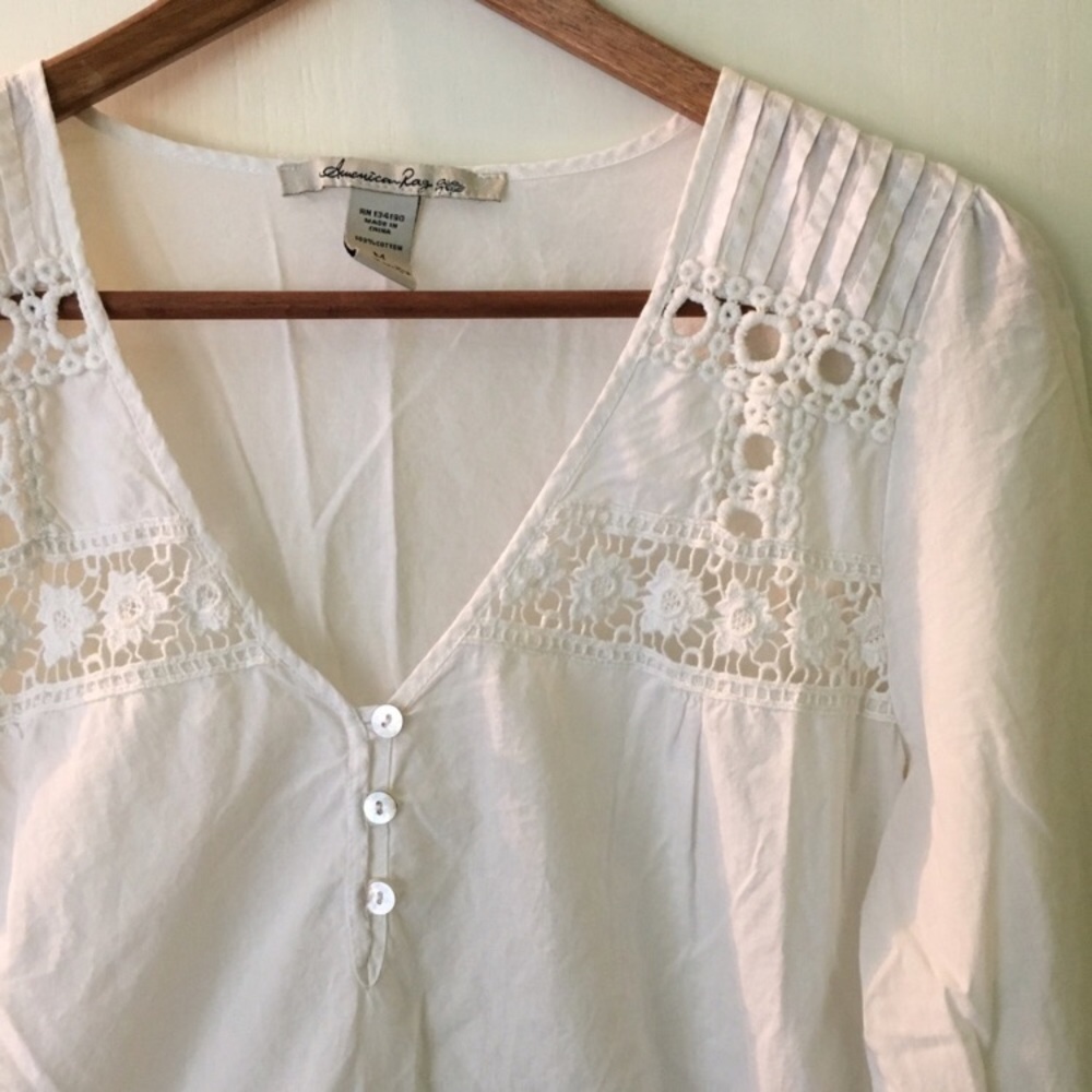 American Eagle / Blouse with Boho Crochet Detail