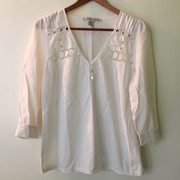 American Eagle / Blouse with Boho Crochet Detail - Picture 2 of 4