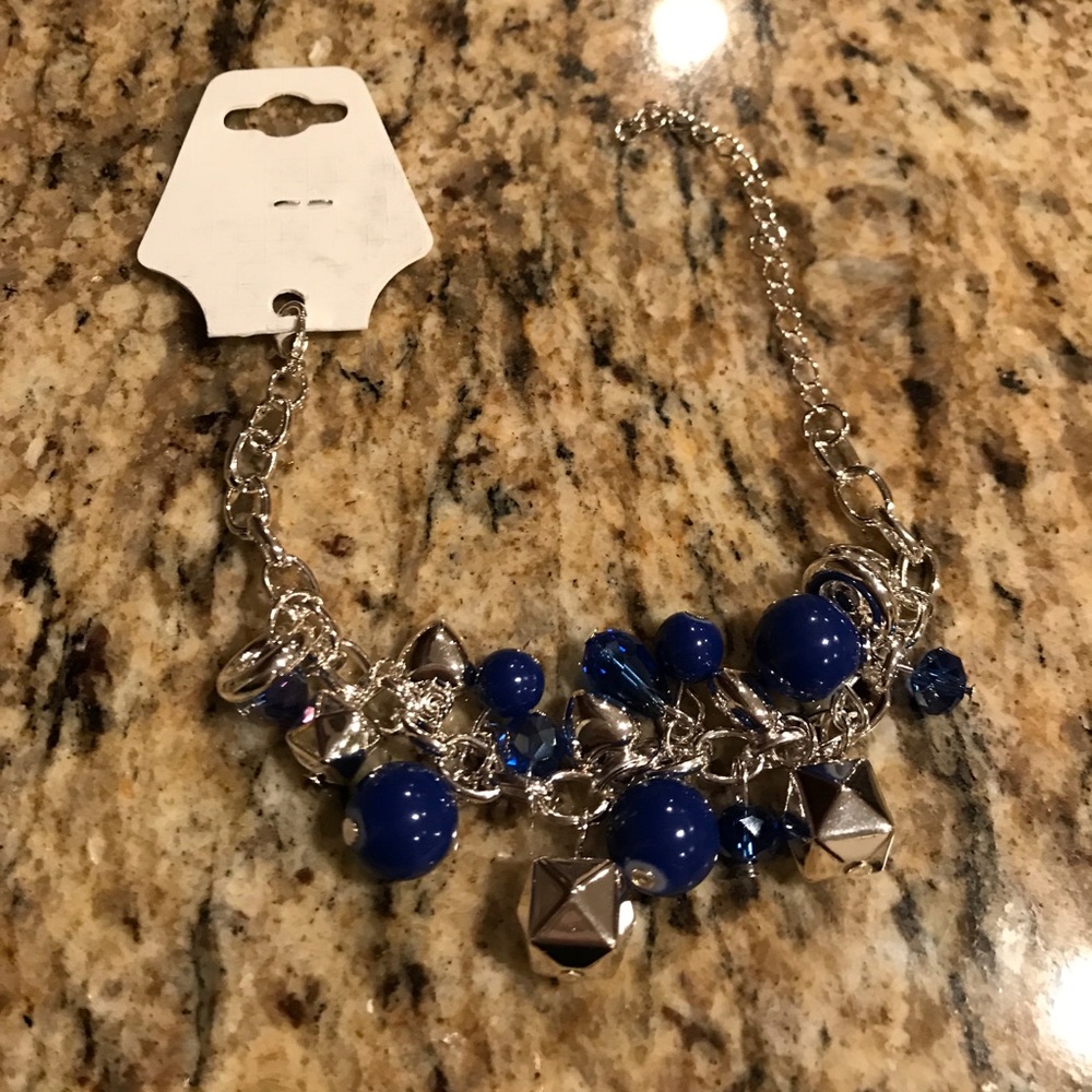 Blue and silver costume jewelry bracelet