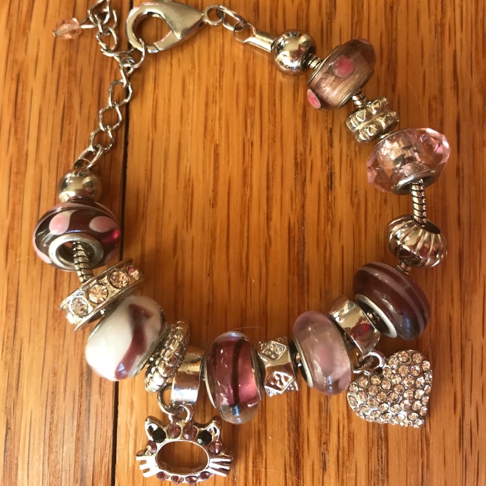 Rhinestone Venetian Glass Bracelet