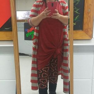 Red grey stripe lularoe sarah