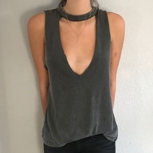 UO gray low cut choker top