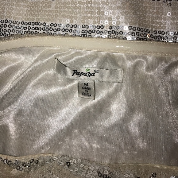 Sequence sleeveless dress. Off white and silver - Picture 2 of 3