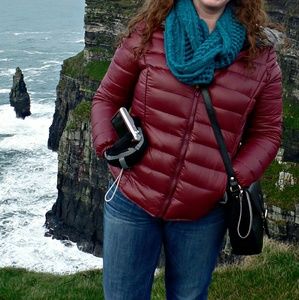 Burgundy down puffer jacket