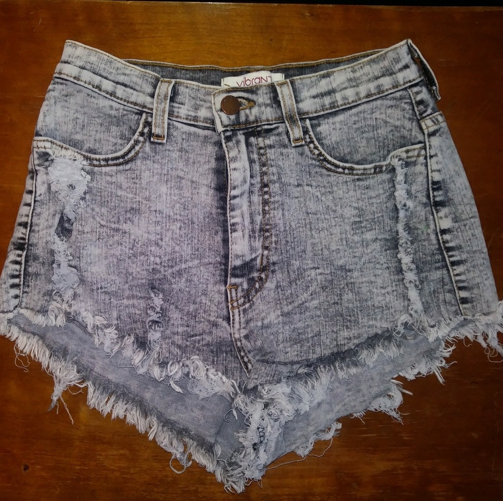 Vibrant M.I.U Distressed High Waisted Shorts