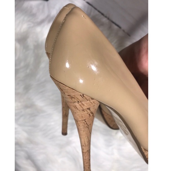 {Guess} nude platform heels cork glossy size 7 - Picture 7 of 8